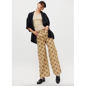 BDG High & Wide Tennis Print Black‎ and Tan High Waist Wide Leg Jeans 26 waist